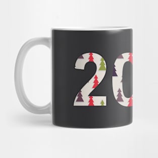 numbers 2021 with multicolored triangular fir tree Mug